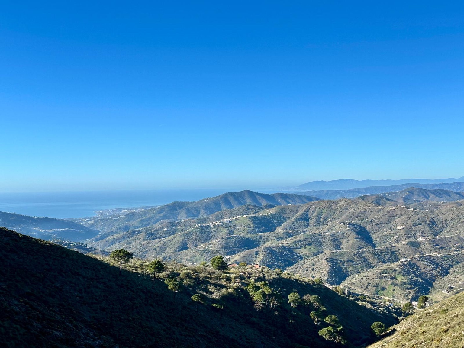 Mountain ridges and green valleys stretching towards the Mediterranean coast